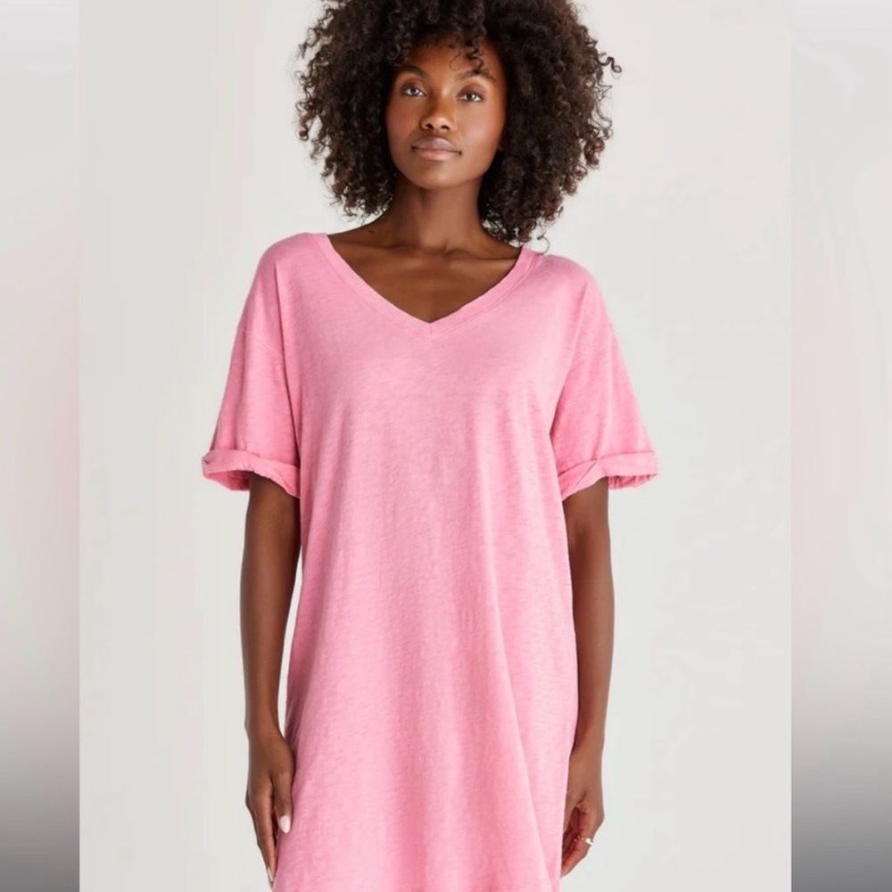 Z Supply Pink V-Neck Casual Dress
